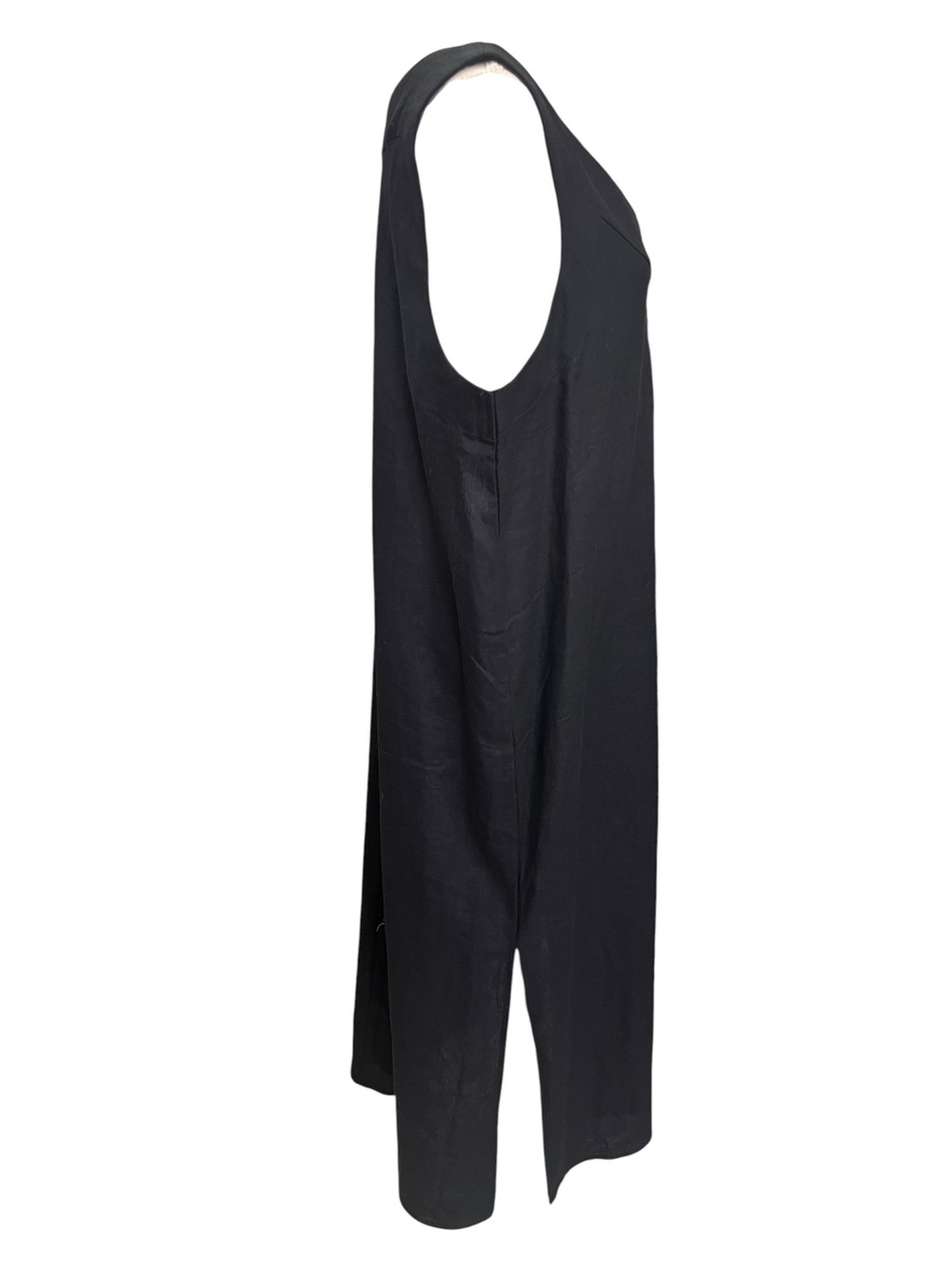 DKNY Black Linen Blend V Neck Sleeveless Midi Shift Dress XL NWT - Picture 3 of 7